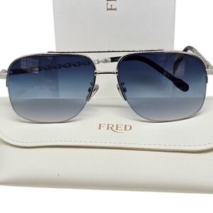 FRED Men’s Aviator Sunglasses in Silver with Blue Gradient Lenses